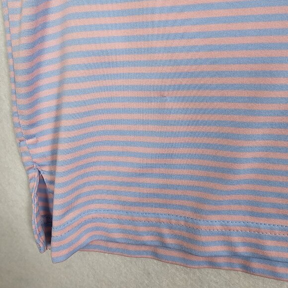 Rhoback Polo Shirt Mens XL Blue Pink Striped Short Sleeve Golf Performance FLAWS - Picture 6 of 7